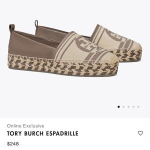 TORY BURCH PLATFORM ESPADRILLE NEW